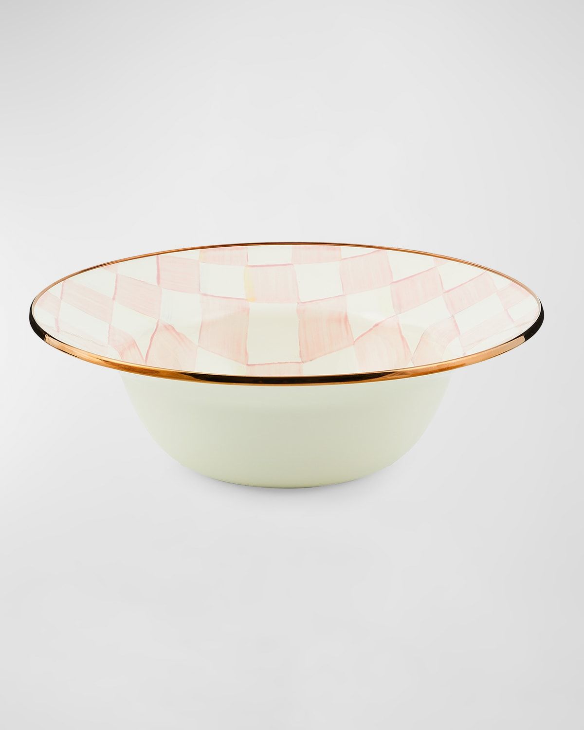 Rosy Check Enamel Serving Bowl