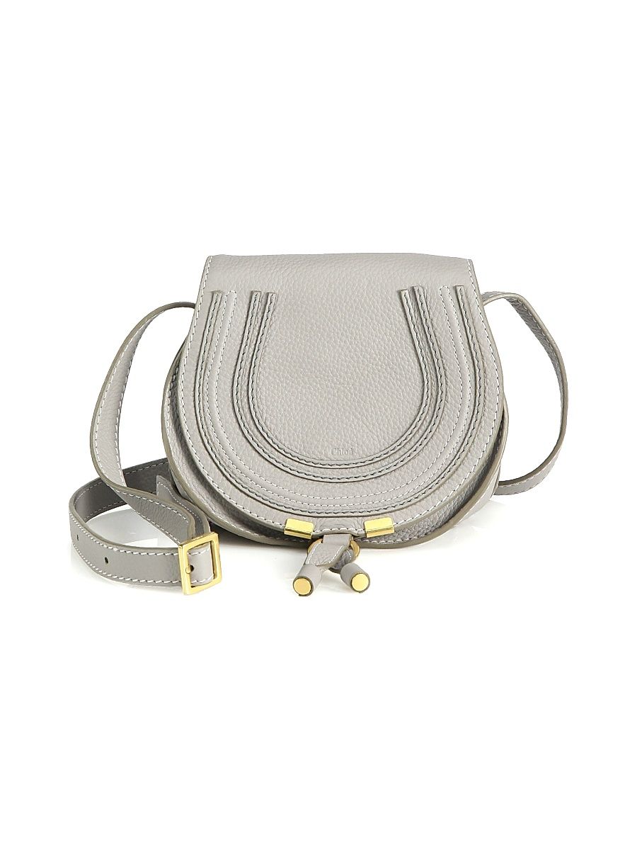 Women's Small Marcie Leather Saddle Bag - Cashmere Grey
