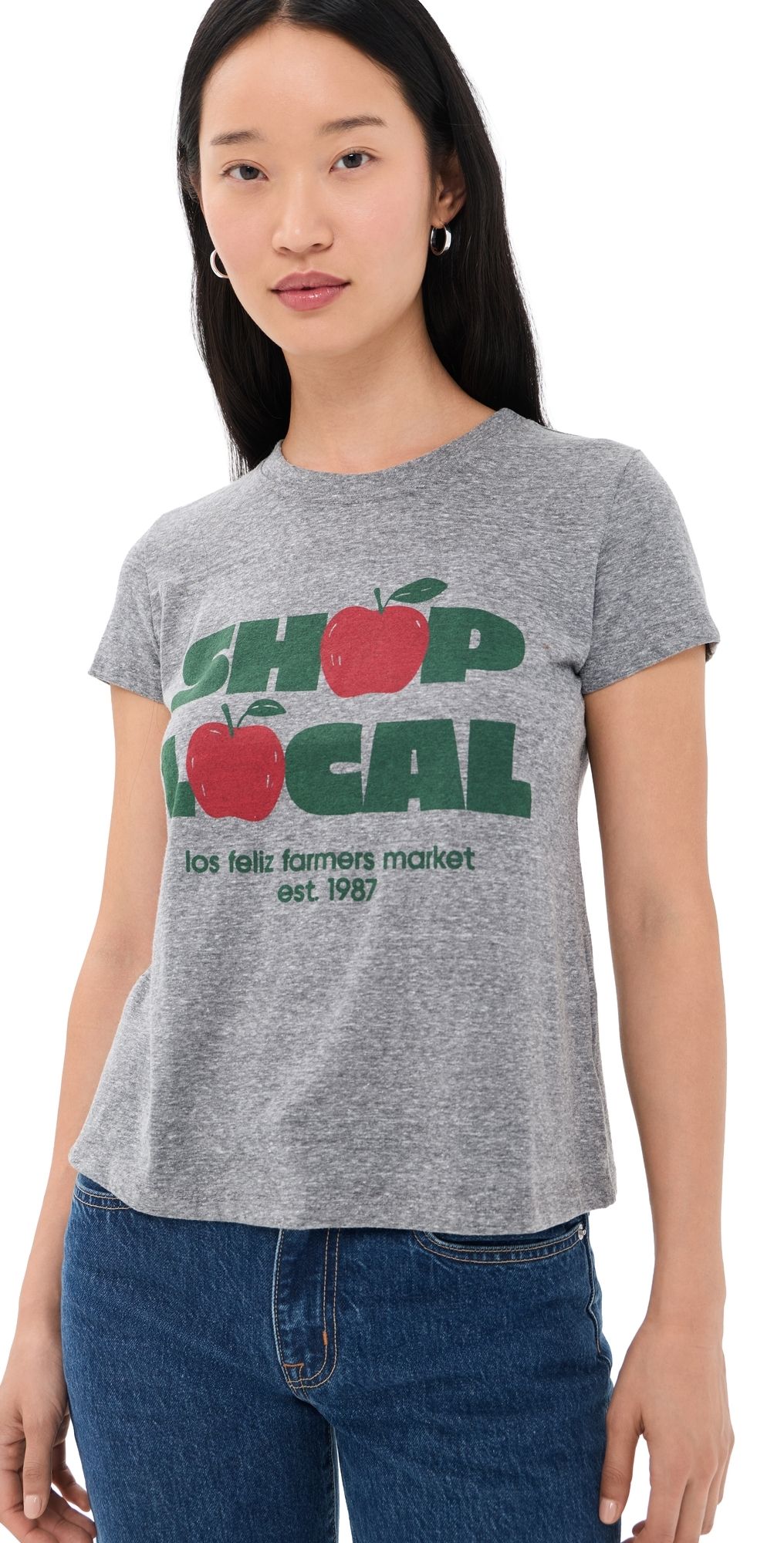 Sunny Somewhere Shop Local Femme Crew Tee Heather Grey S