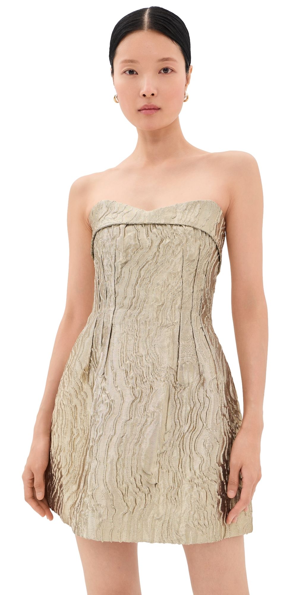 SIMKHAI Darcie Mini Dress Light Gold 2