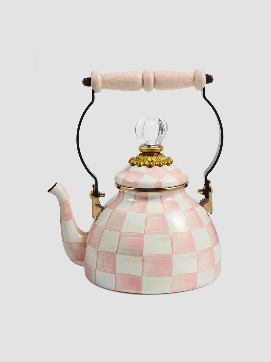 MacKenzie-Childs Rosy Check Tea Kettle