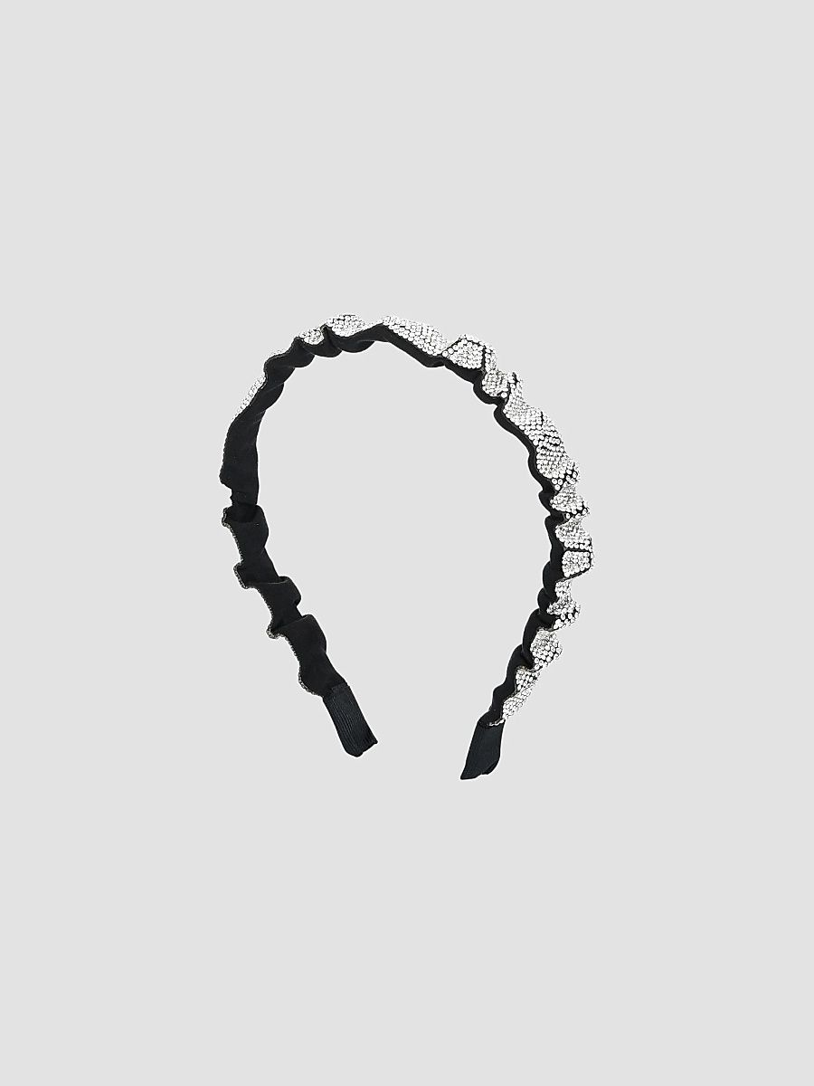 Girl's Wavy Crystal Headband - White