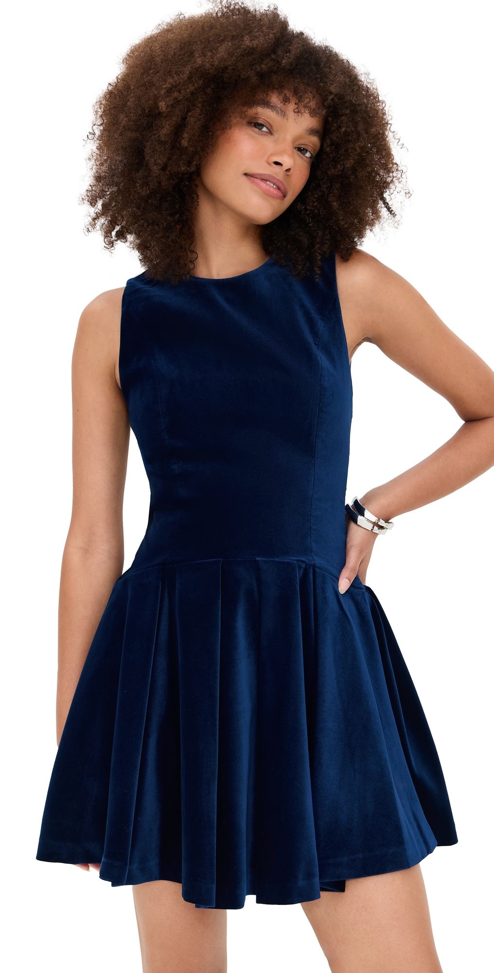 ALICE + OLIVIA Adley Flare Mini Dress Dark Midnight Blue 6