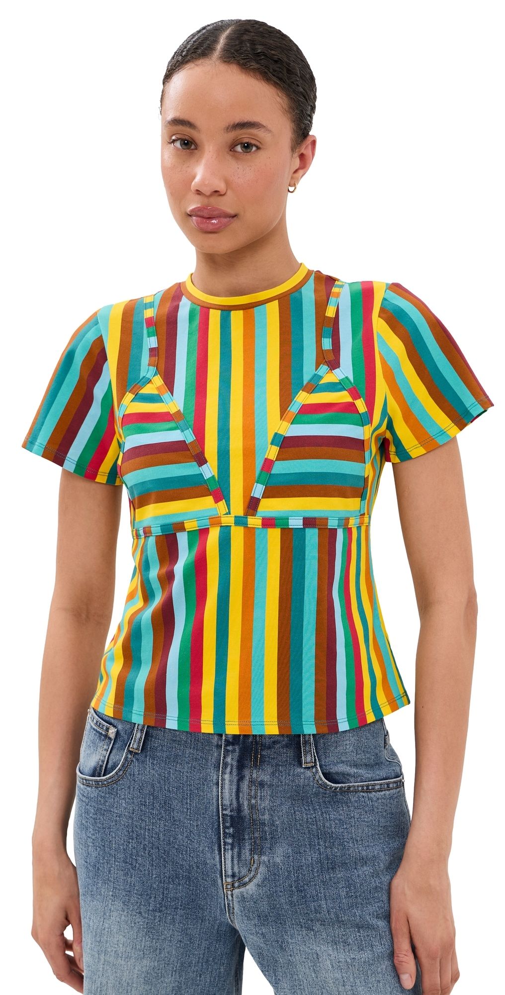 SIMONMILLER Kini Striped Tee Vibrant Multi Stripe S