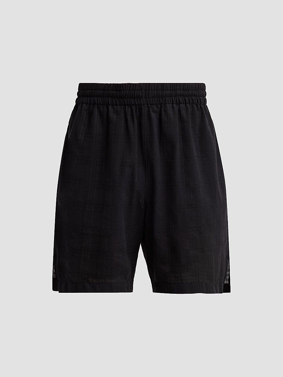 Men's Hector Check Cotton Voile Shorts - Black Check - Size XL