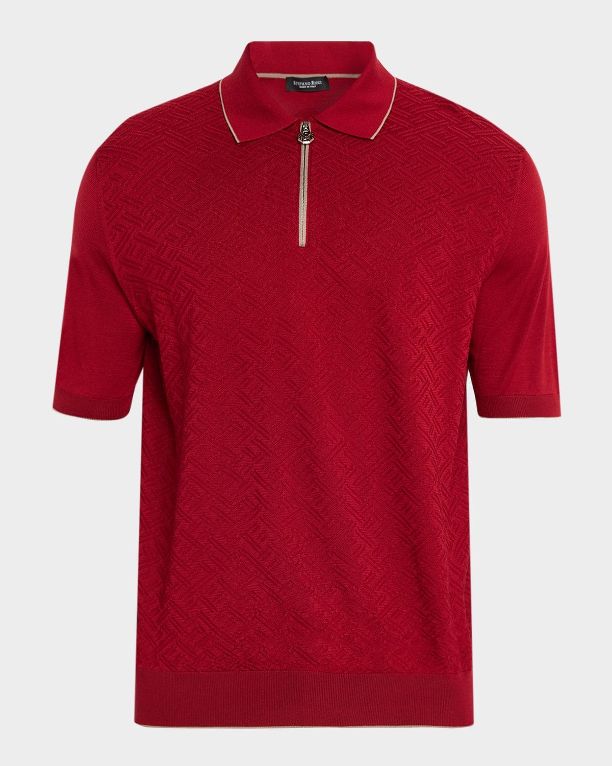 Men & apos;s Textured Silk Quarter-Zip Polo