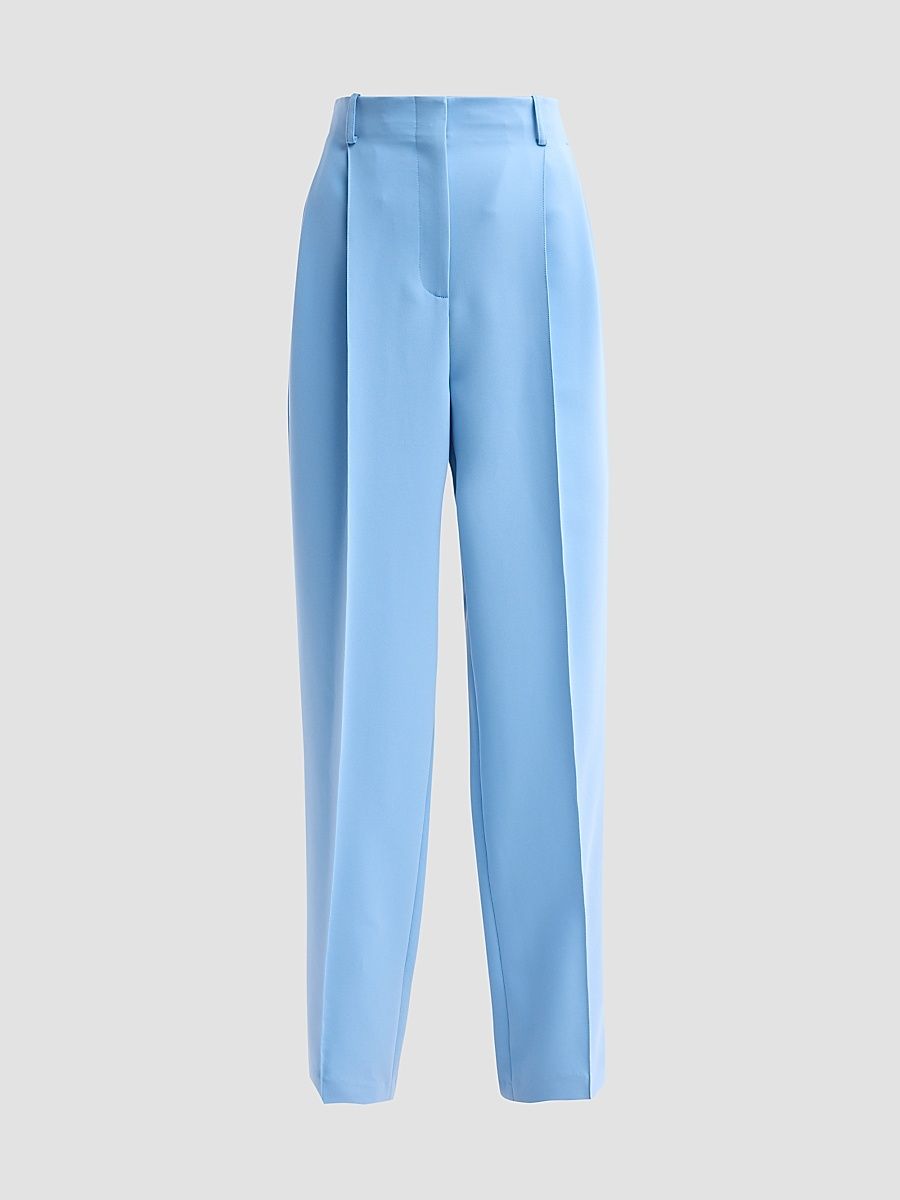 Women's Carrot Crease-Front Trousers - Light Blue - Size 8