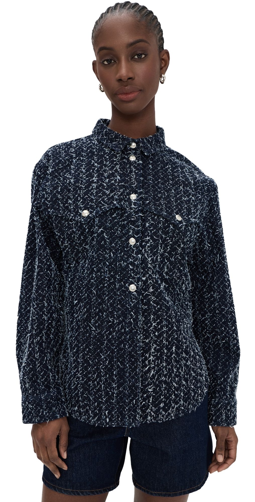 IRO Velini Denim Shirt Jacket Denim Curl 44