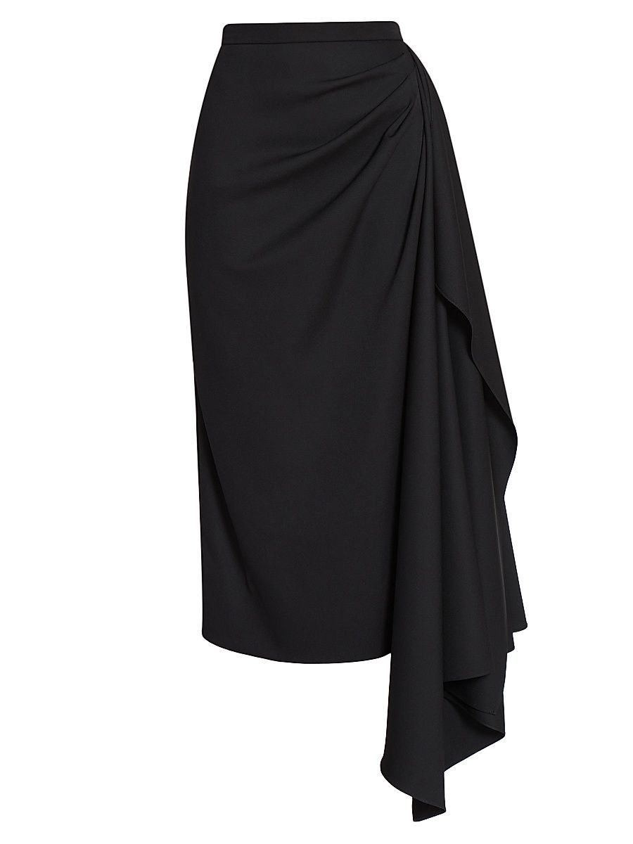 Women's Draped Midi Pencil Skirt - Black - Size 4