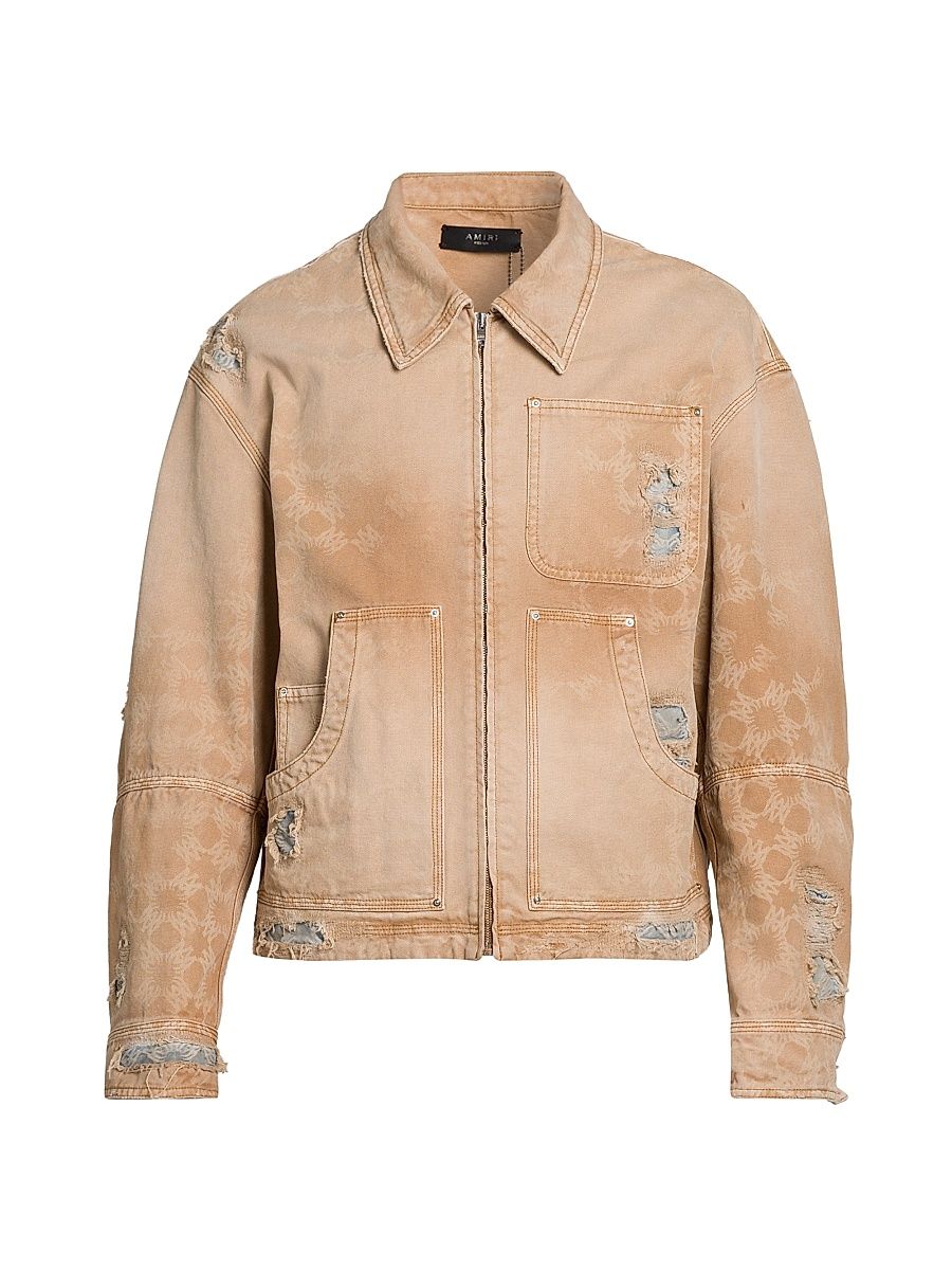 Men's Denim Repair Work Jacket - Camel - Size Medium