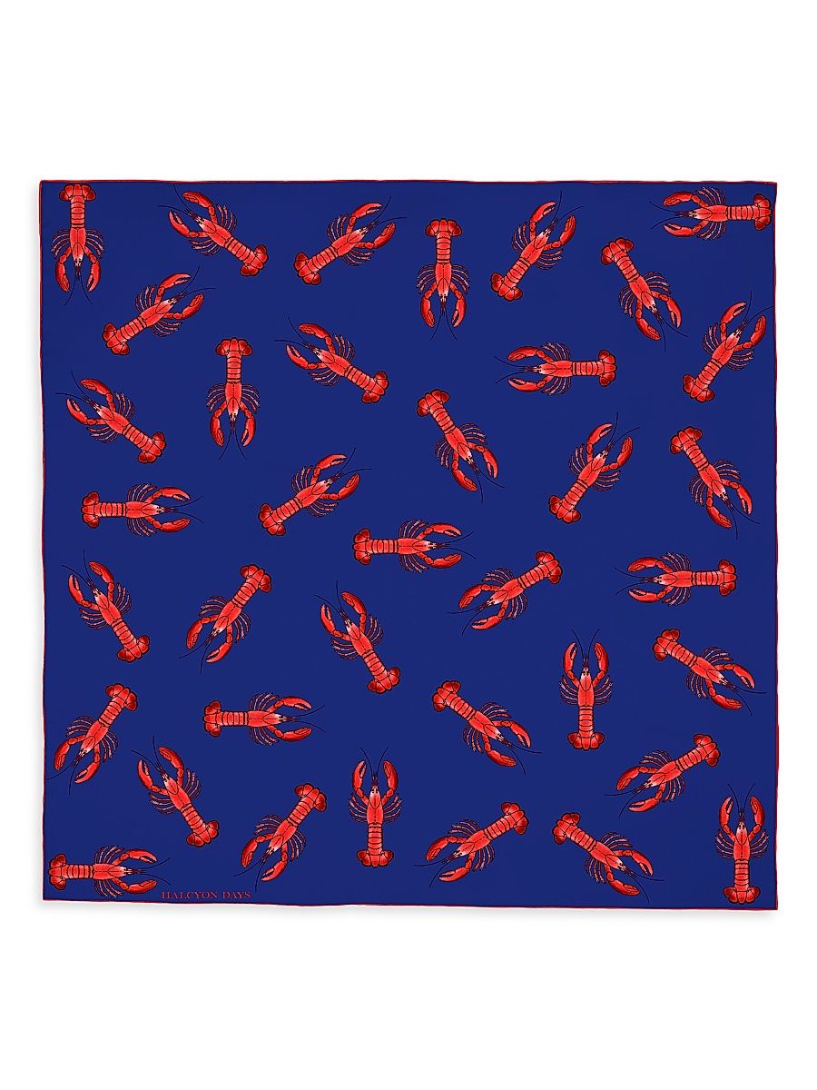 Women's Silk Fashion Scarves Halcyon Days 18"X 18" Fashion Silk Scarf Lobster