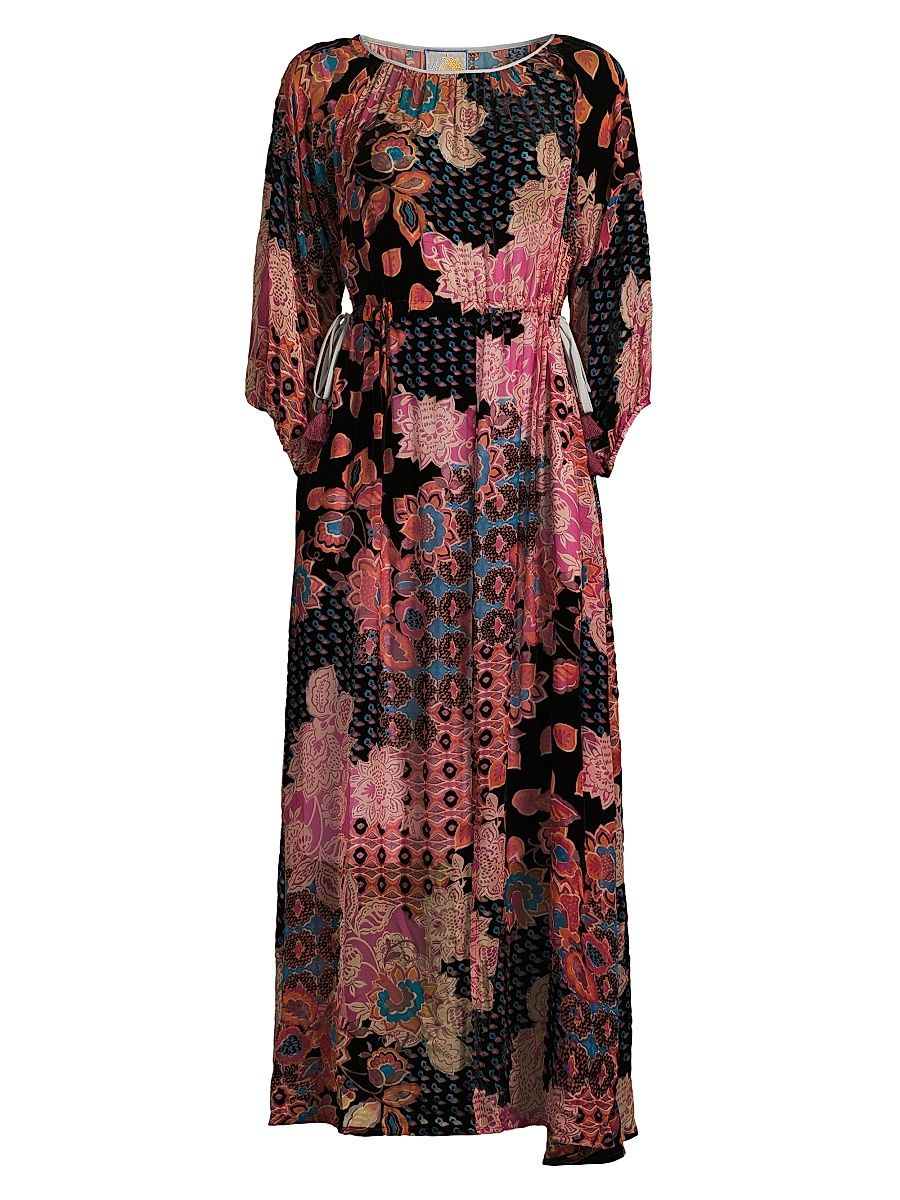 Women's Verronah Abstract Burnout Drawstring Maxi-Dress - Alvarado Burnout - Size Medium