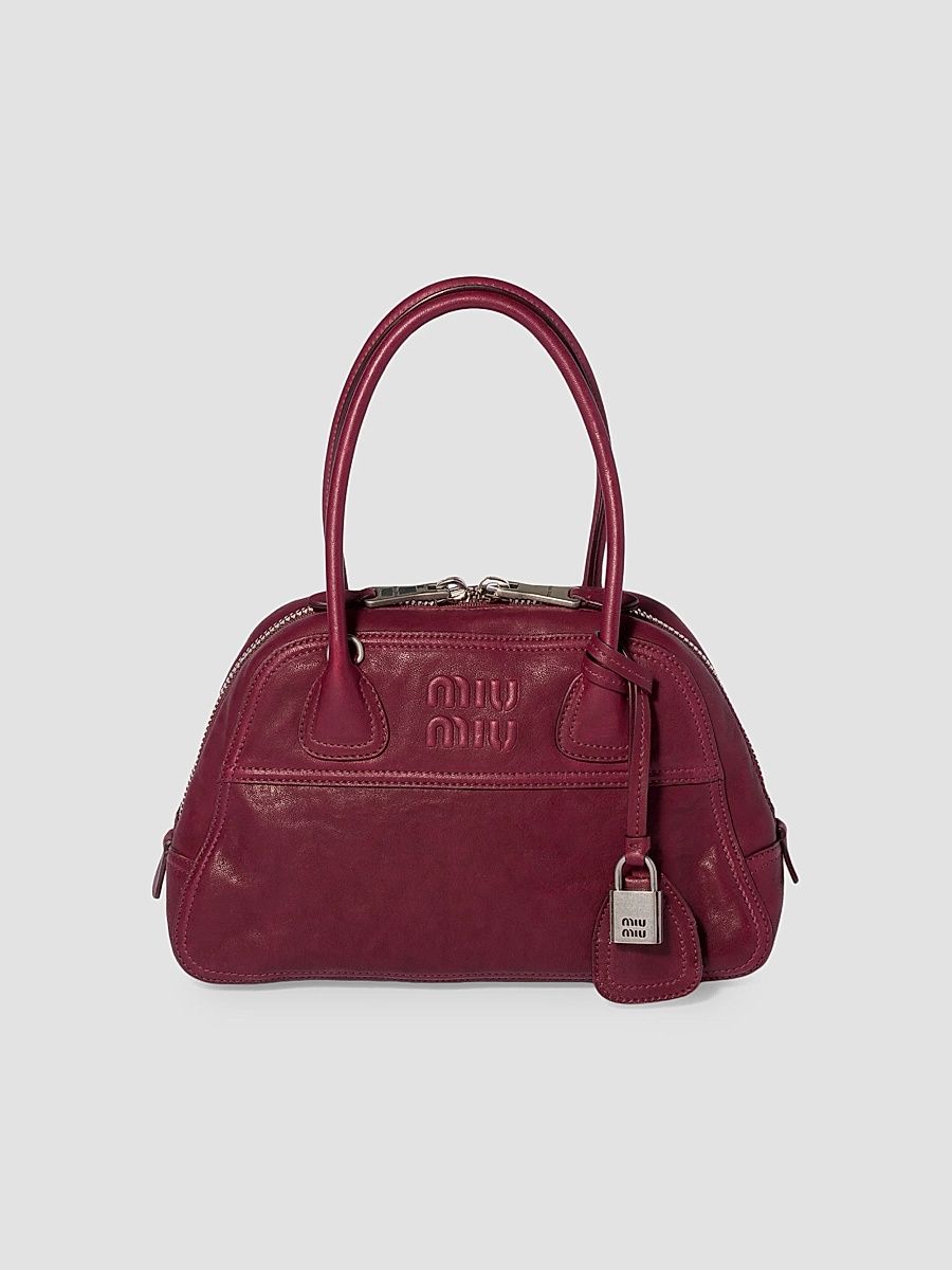 Miu Miu Women's Vivant Nappa Leather Top Handle Bag - Dark Red