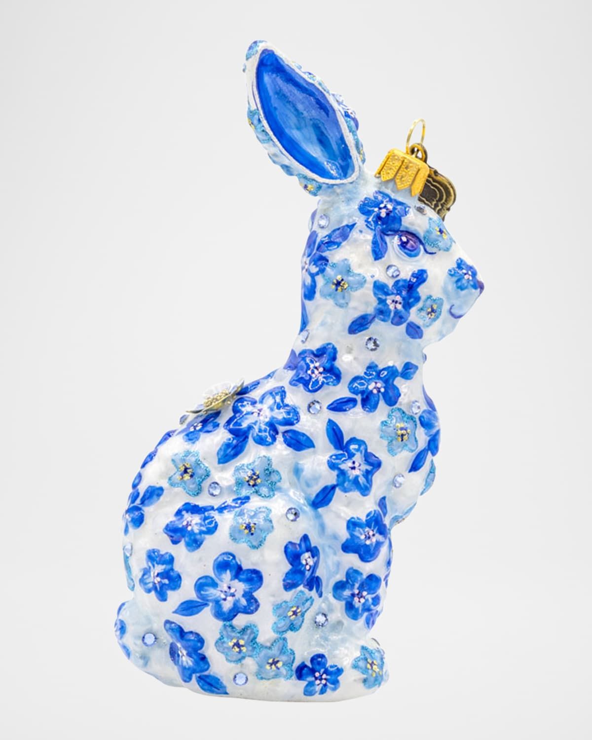 Blue Floral Hopper Christmas Ornament