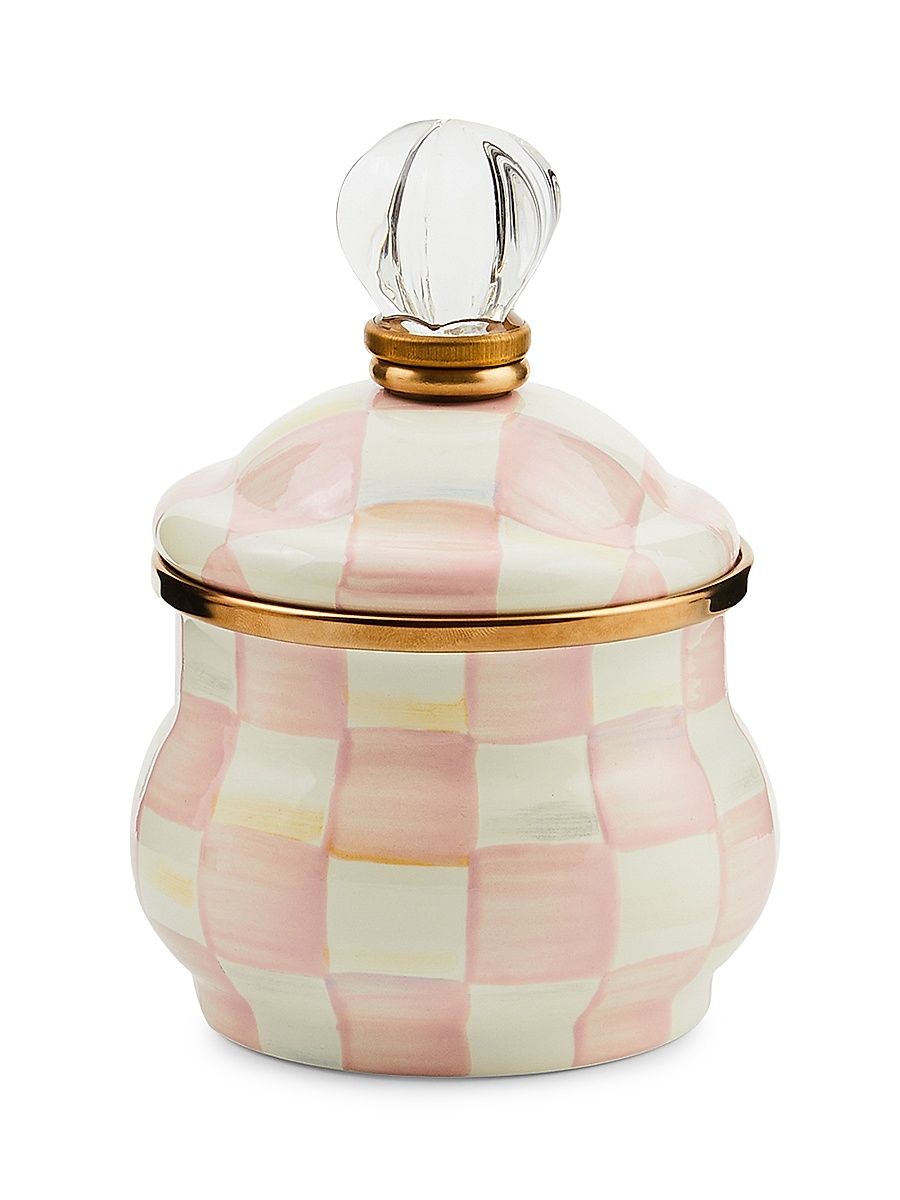 Rosy Check Enamel Lidded Sugar Bowl