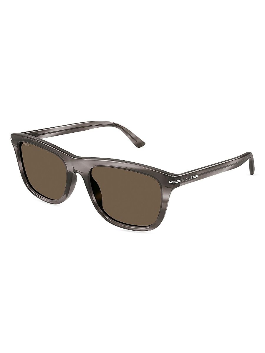 Men's GG Line Squared Recycled Acetate Sunglasses - Havana