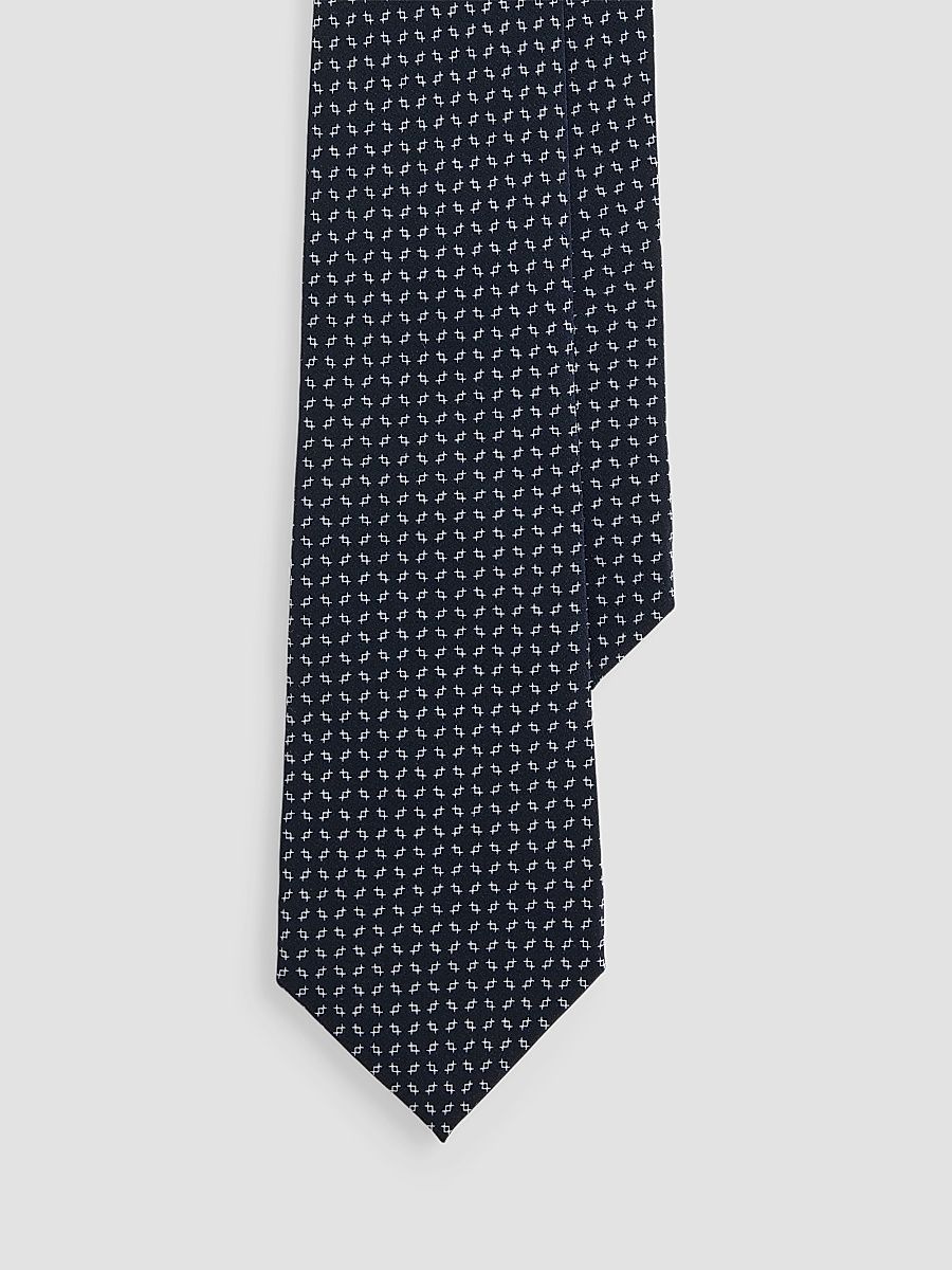 Men's Micro Geometric Silk Crepe Tie - Navy