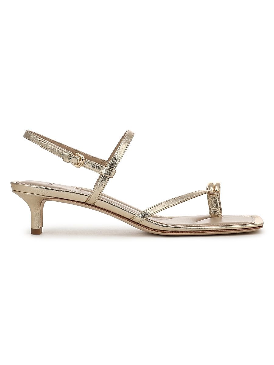 Women's Polli 40MM Strappy Leather Kitten-Heel Sandals - Champagne - Size 11