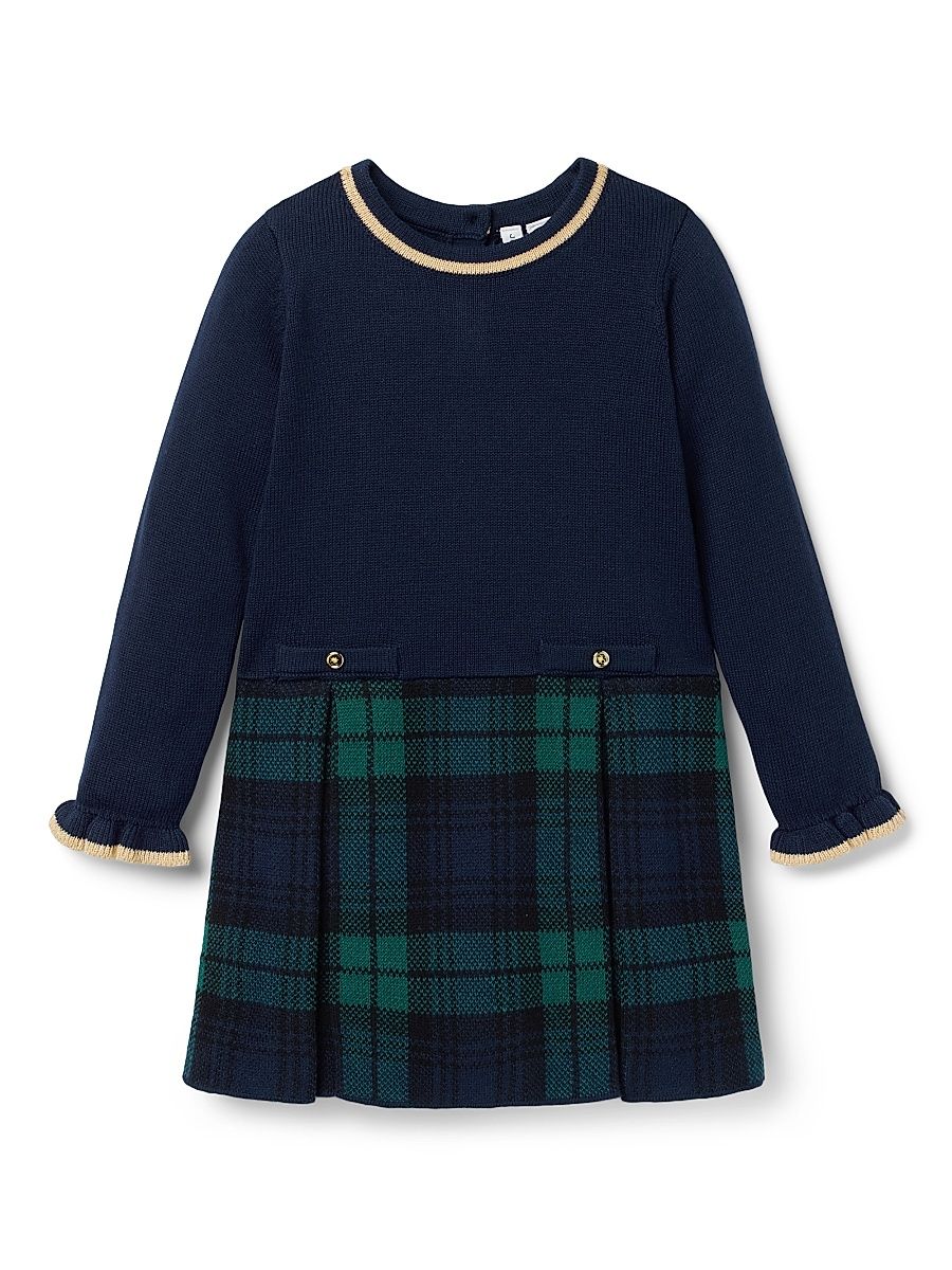 Baby Girl's, Little Girl's & Girl's Tartan Sweater Dress - Navy Blue - Size 12