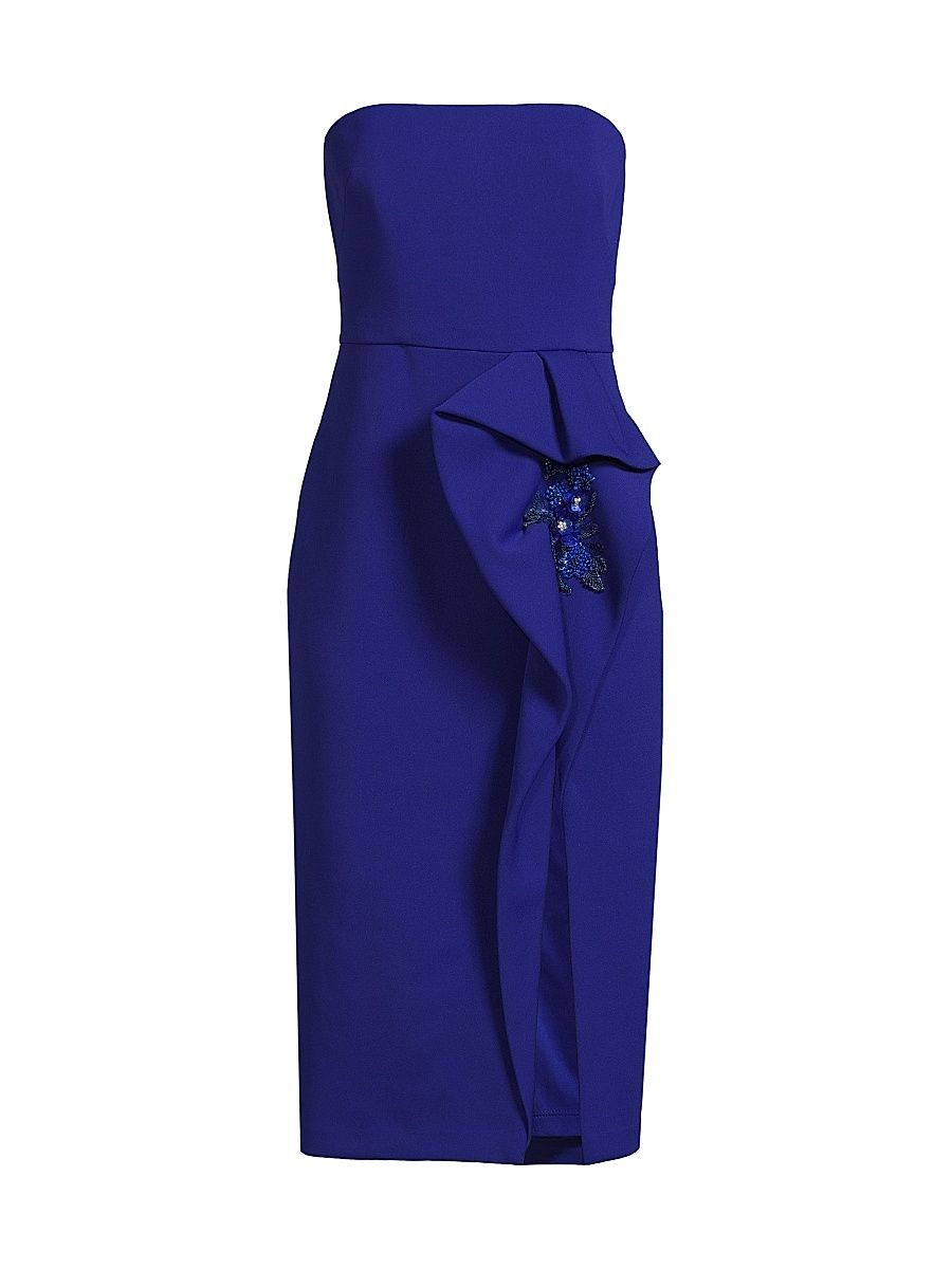 Women's Strapless Bonded Crêpe Appliqué Cocktail Dress - Indigo - Size 2