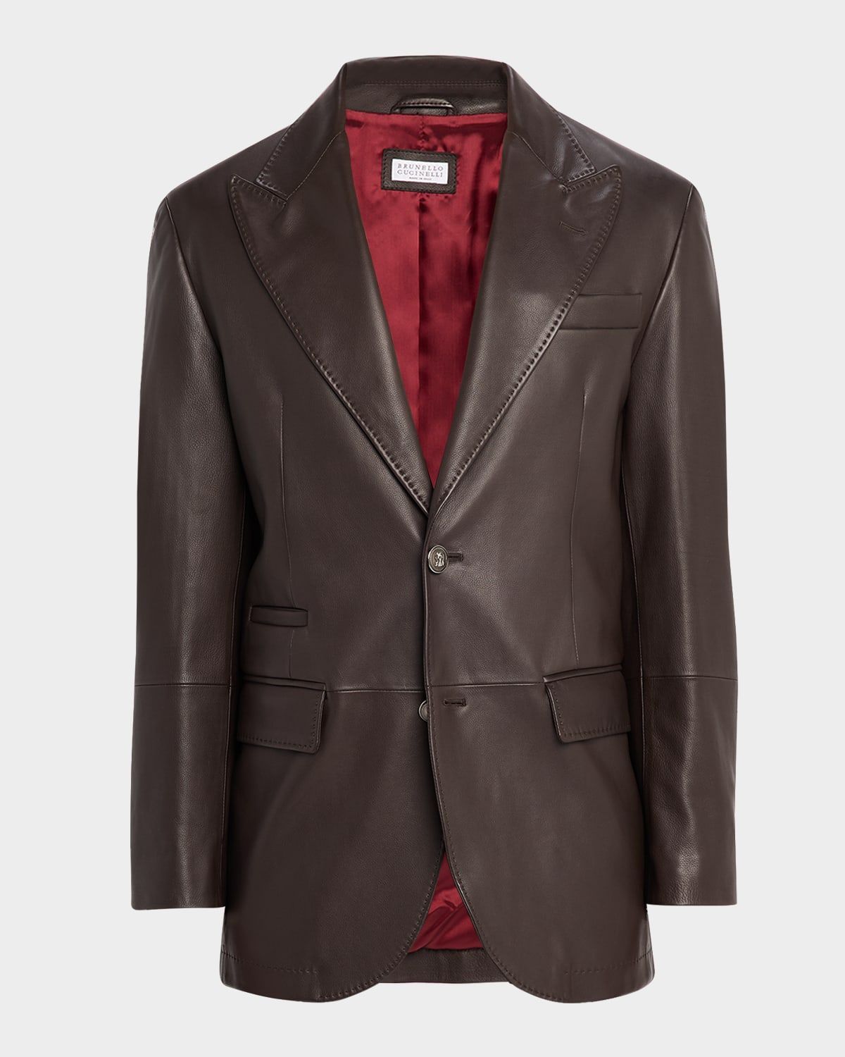 Men & apos;s Matte Calfskin Peak Lapel Blazer