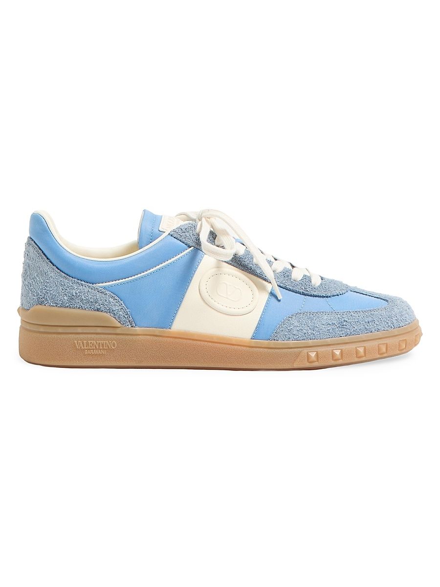 Men's Upvillage Low Top Sneakers in Crust Leather and Nylon - Azure Ivory - Size 7.5