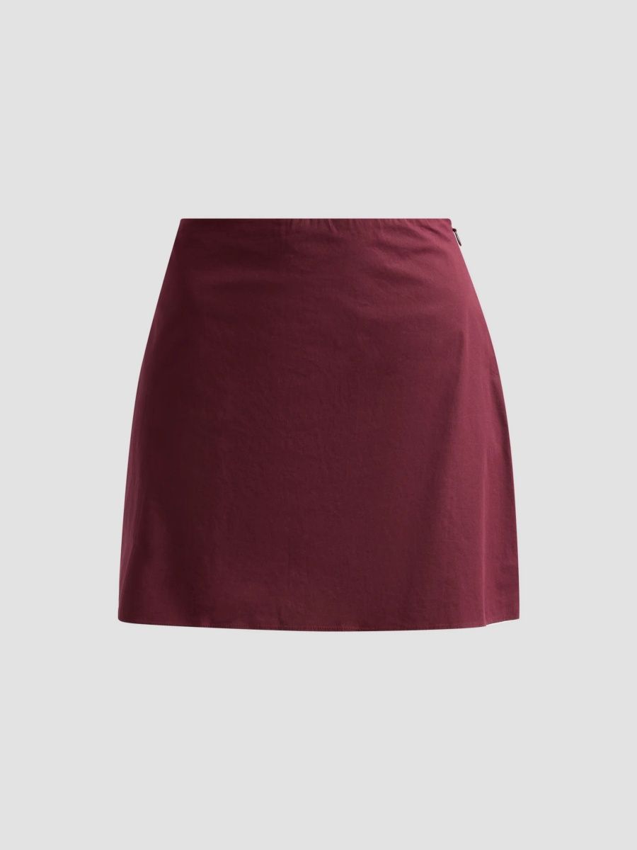 Azeeza Women's Blair Poplin Mini Skirt - Wine - Size XL