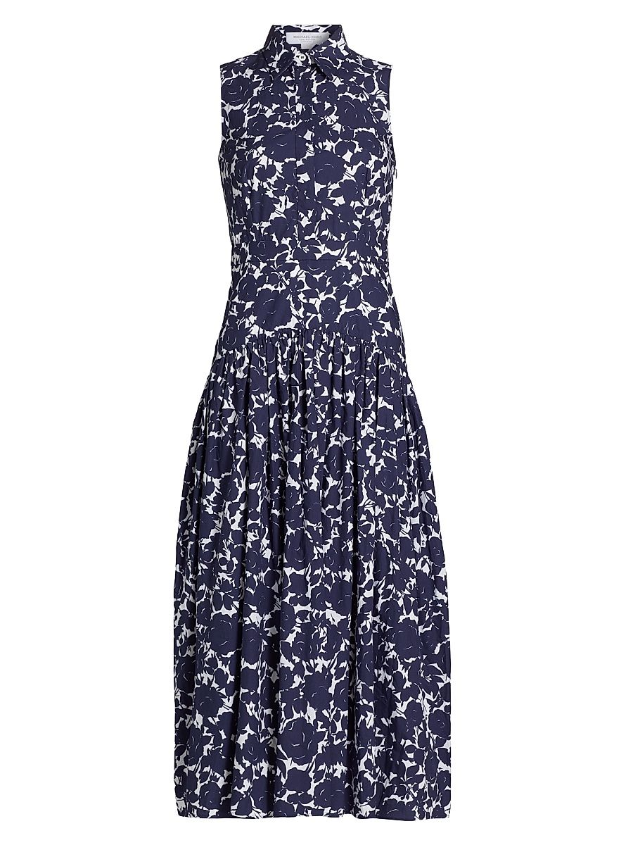 Women's Floral Drop-Waist Shirtdress - Maritime Optic White - Size 12