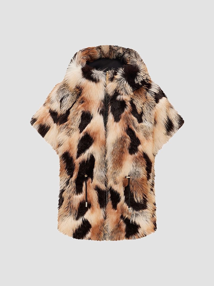 Lyla Grant Women's Faux Fur Fox Reversible Hooded Vest - Multicolor - Size XL