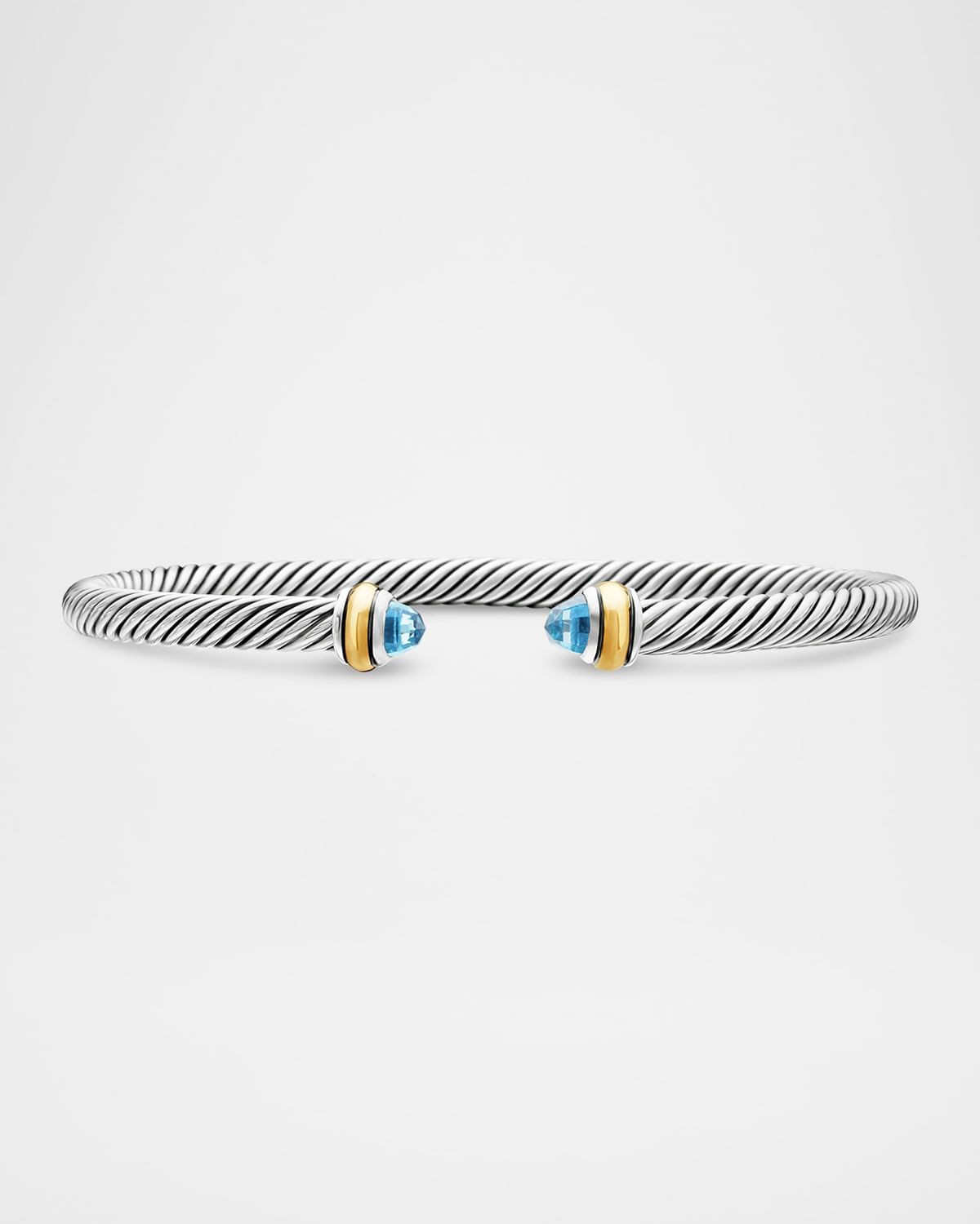 Cable Bracelet with Gemstone in Silver with 18K Gold, 4mm