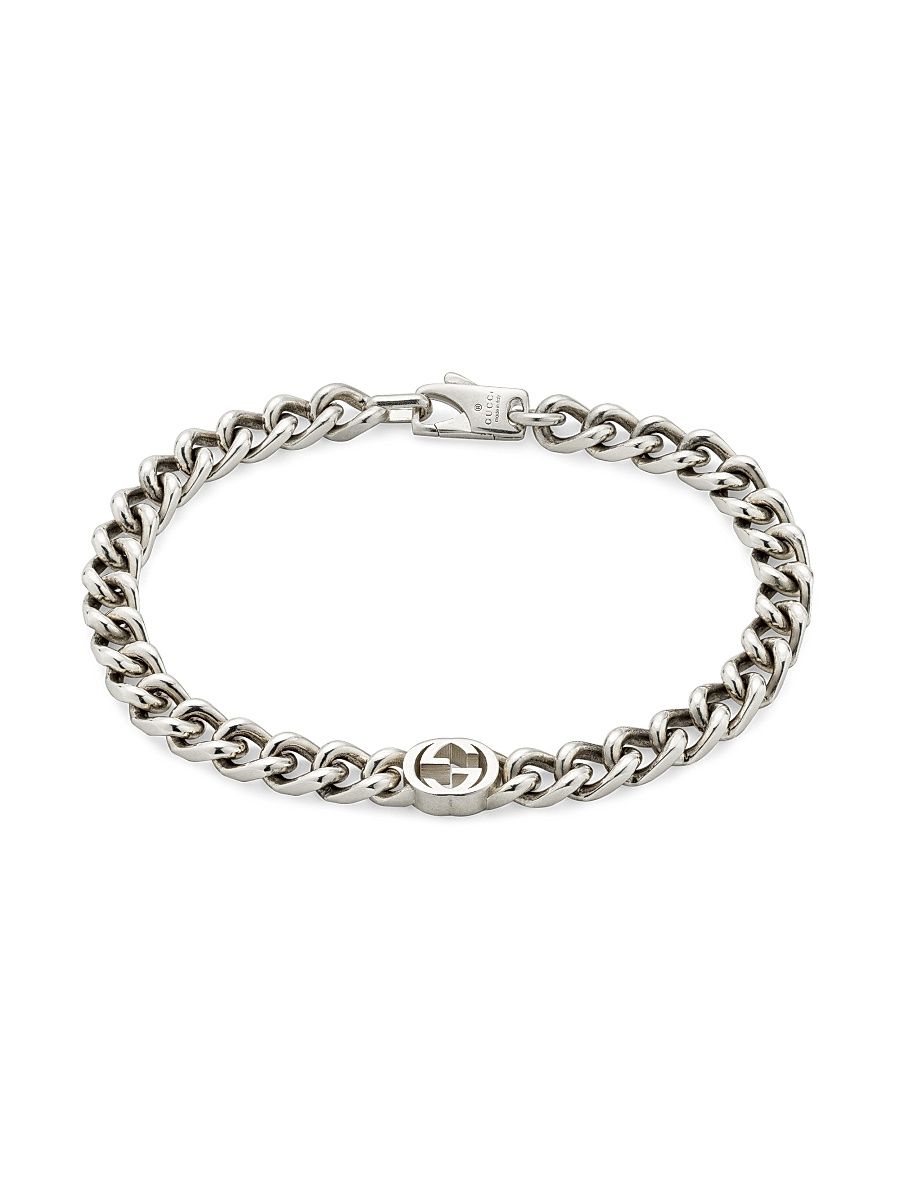 Men's Interlocking G Sterling Silver Bracelet - Silver