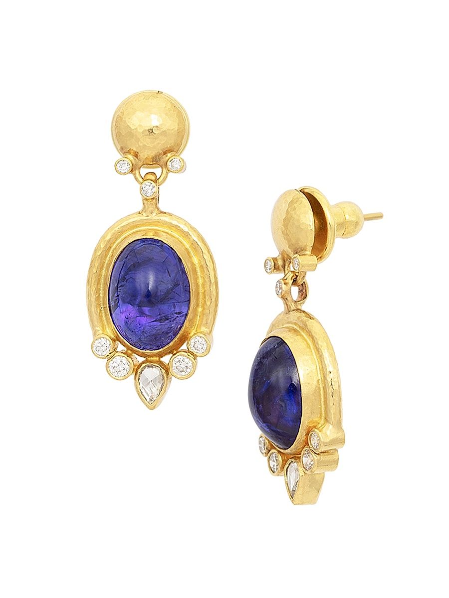 Women's Muse 24K Yellow Gold, Tanzanite & 0.8 TCW Diamond Drop Earrings - Gold