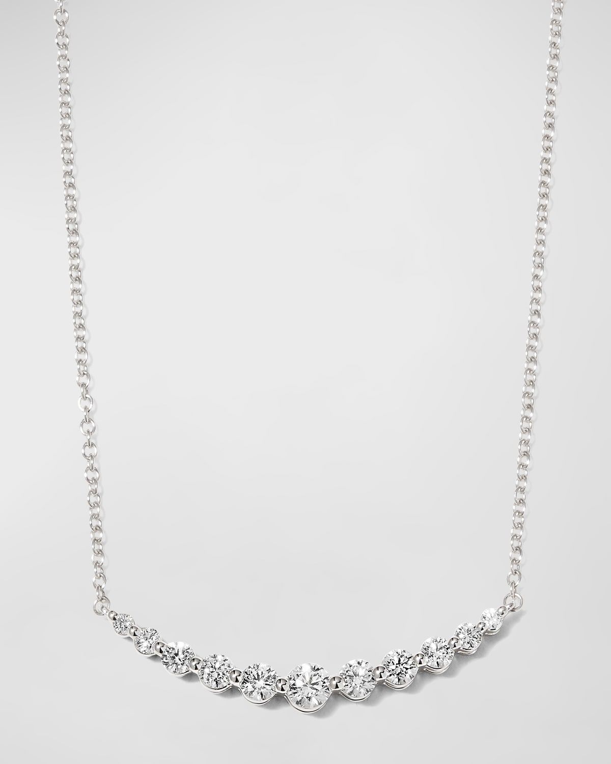 White Gold Round 11-Diamond Necklace, 18"L, 0.56-0.65tcw