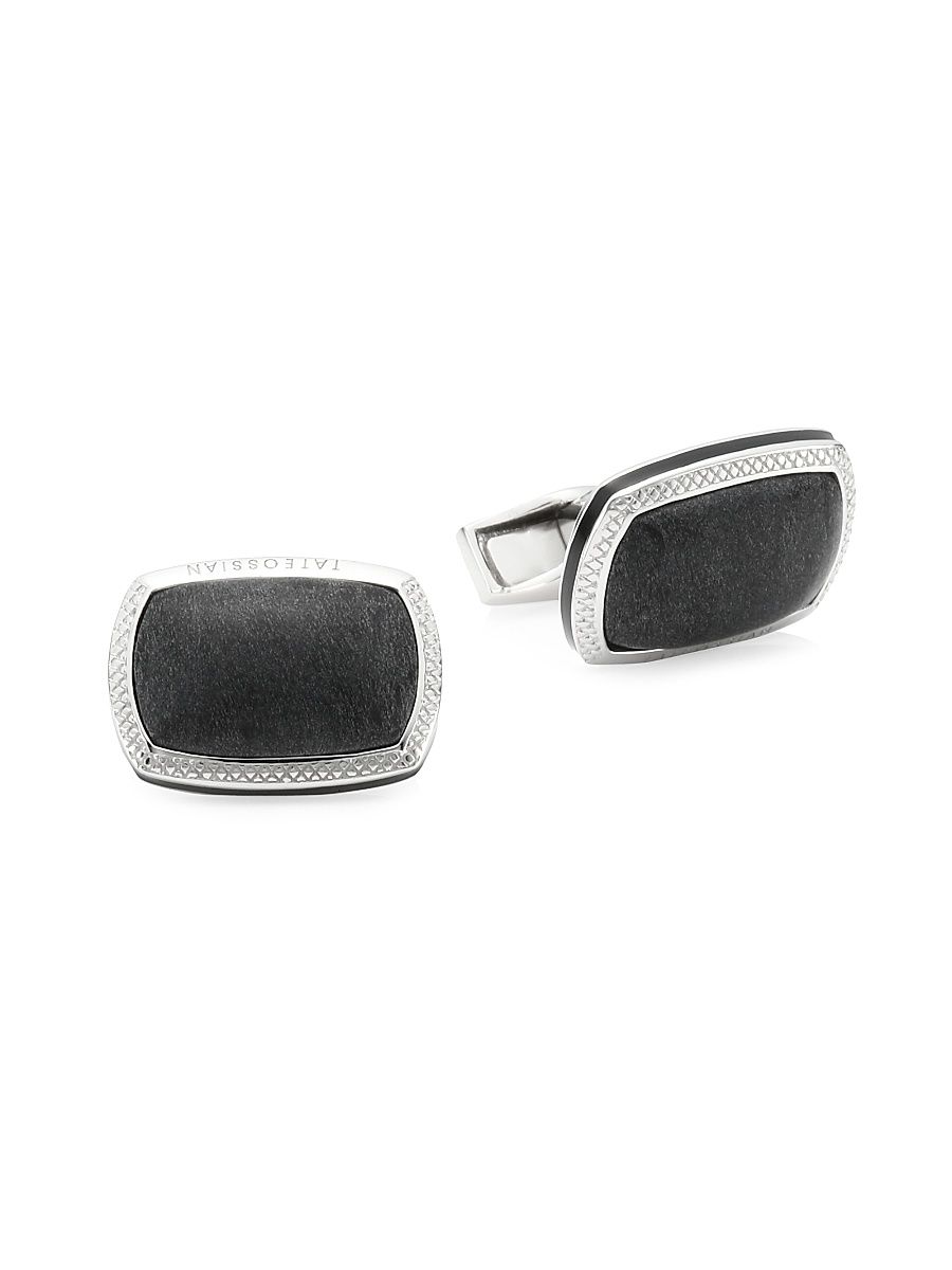 Men's Signature Pillow Onyx & Sterling Silver Cushion Cufflinks
