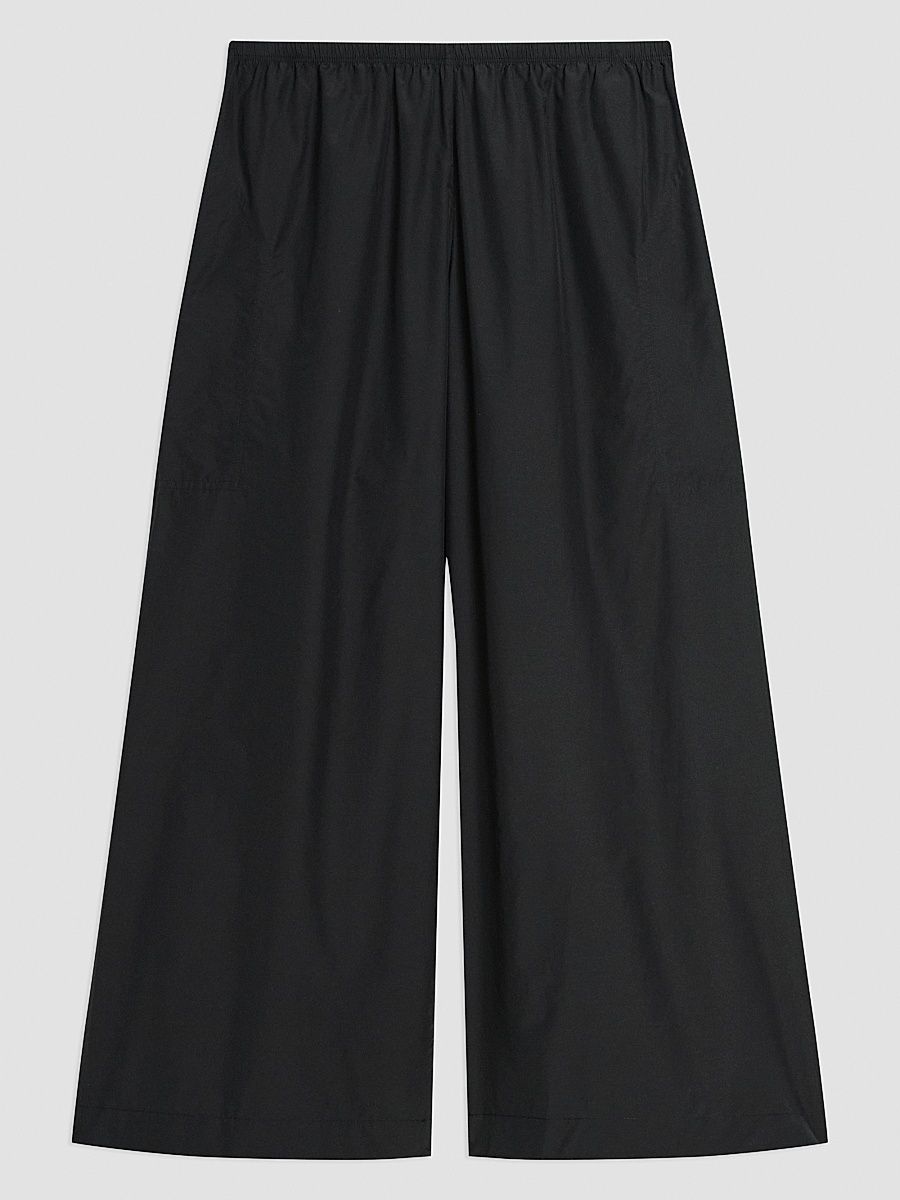 Women's Cotton-Blend Wide-Leg Crop Pants - Black - Size XS