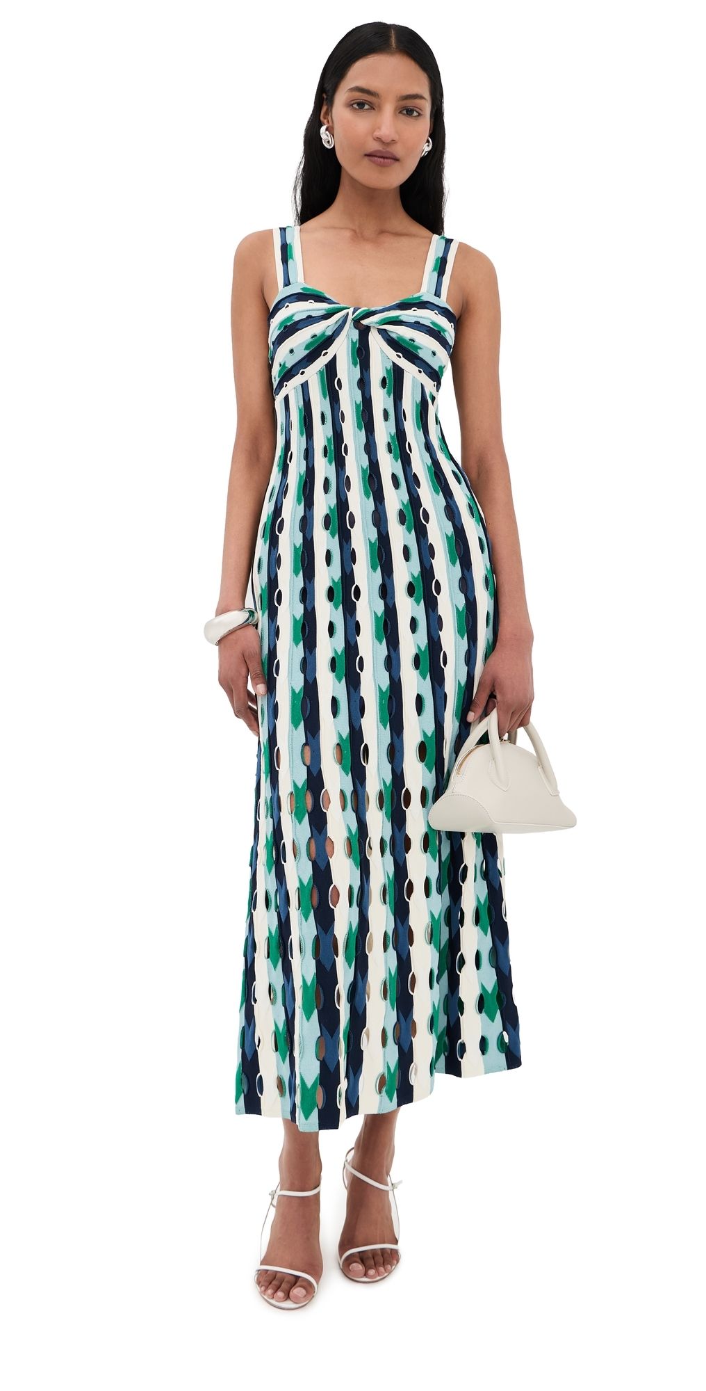 SIMKHAI Christina Knit Midi Dress Kelly Green Multi S