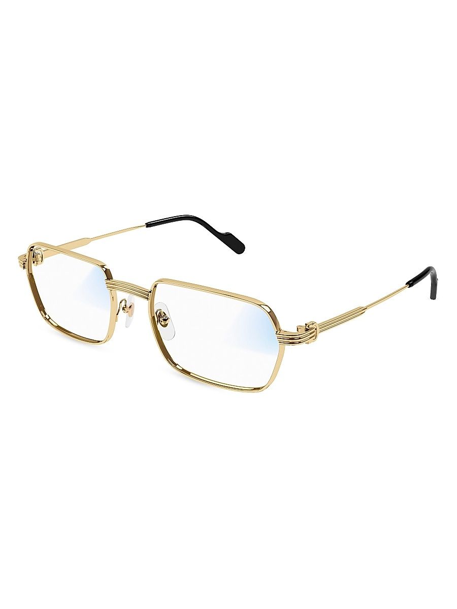Men's Première de Cartier 56MM Rectangular Optical Glasses - Gold Clear
