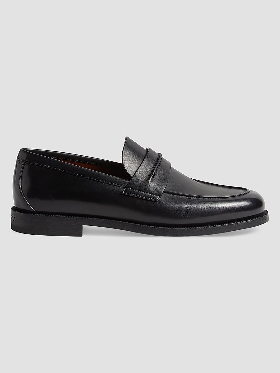 ZEGNA Men's Leather Mocassin Corso Loafers - Black - Size 7.5