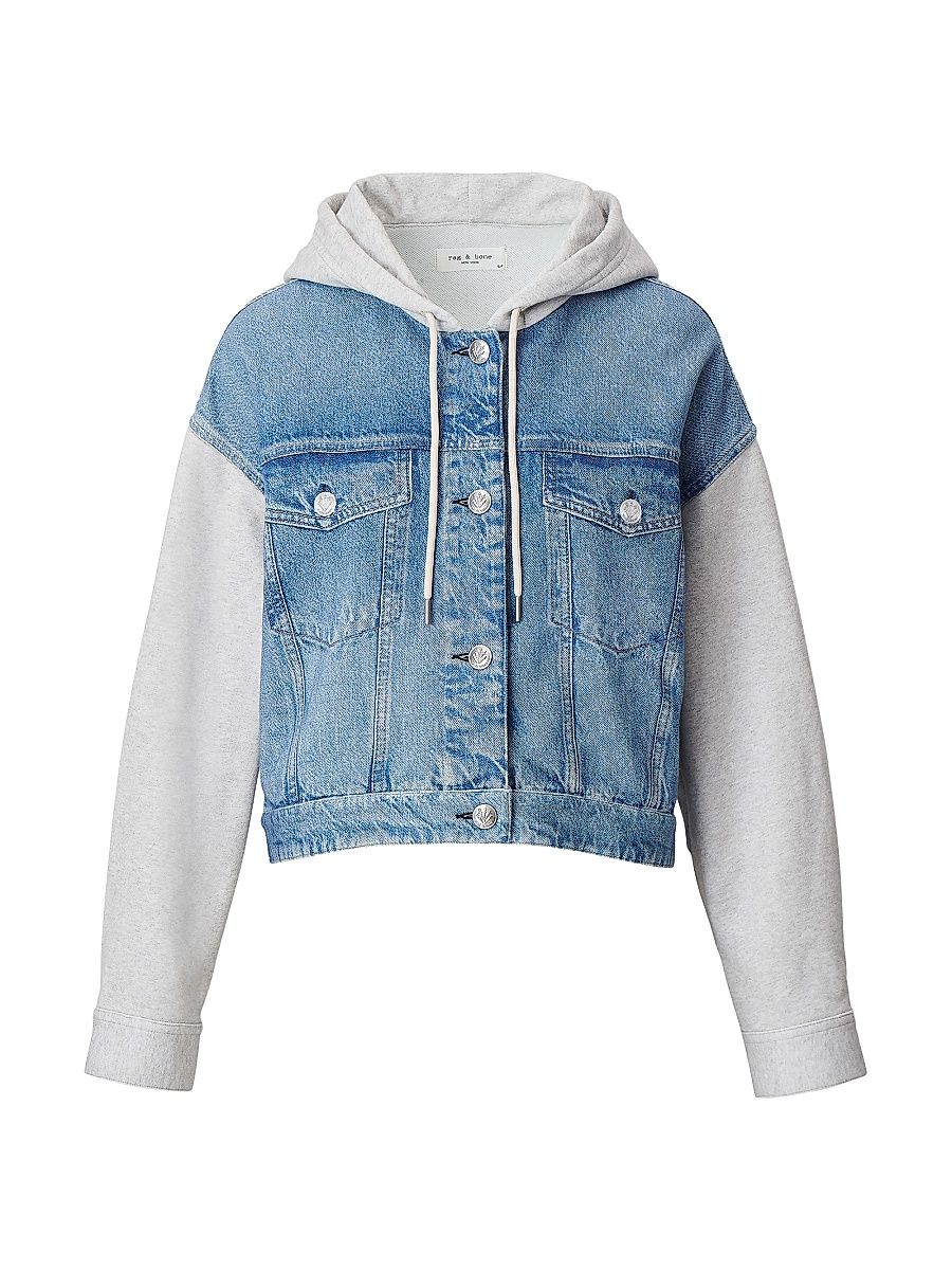 Women's Miramar Terry Combo Hooded Trucker Jacket - Sport Combo - Size XS