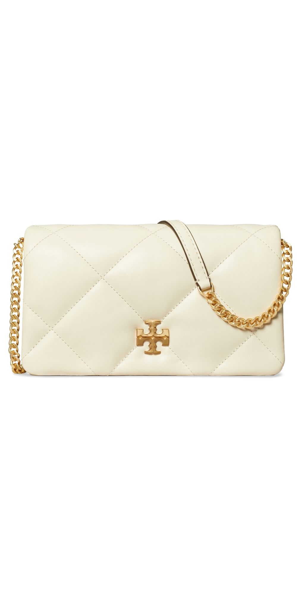 Tory Burch Kira Diamond Quilt Chain Wallet Warm White One Size