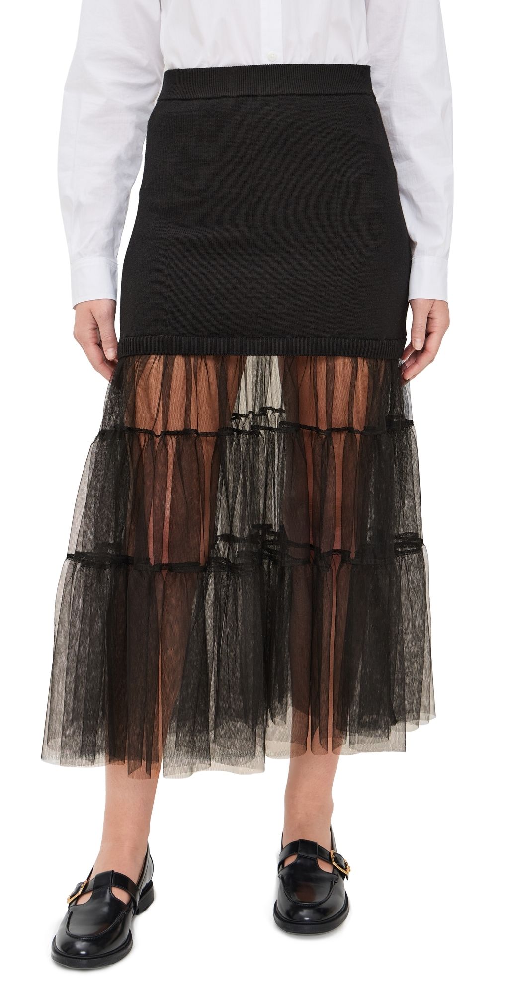 Sea Seraphine Solid Knit Tulle Skirt Black M