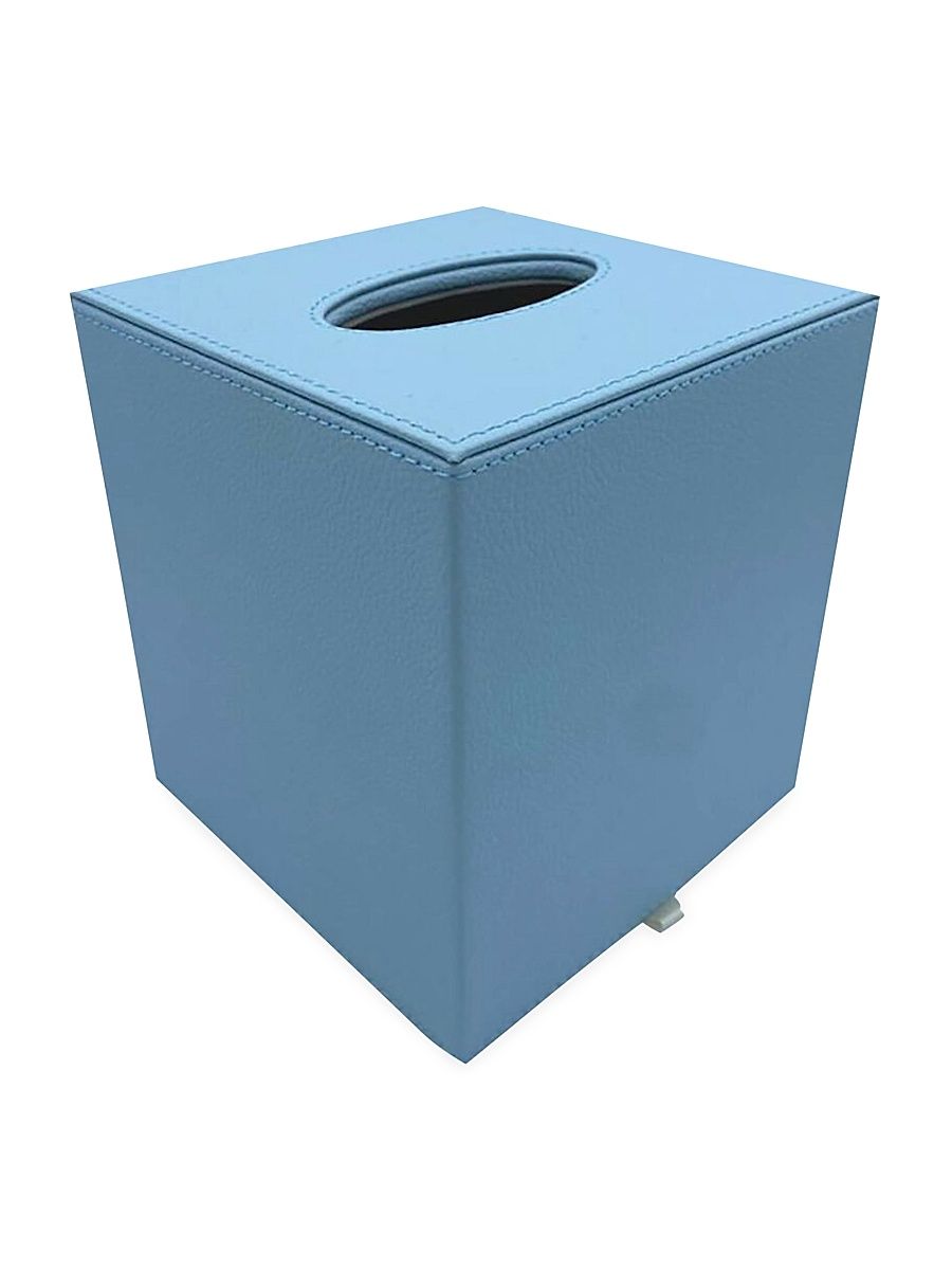 Faux Leather Tissue Box Cover - Light Blue