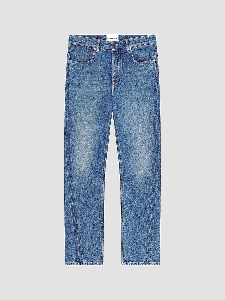 Givenchy Men's Couture Seam Straight Fit Shadow Washed Jeans - Medium Blue - Size 33
