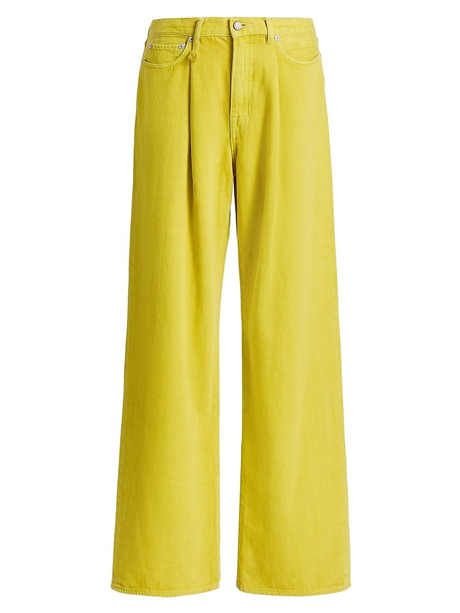 Women's Damon Pleated Wide-Leg Jeans - Vibrant Yellow - Size 31
