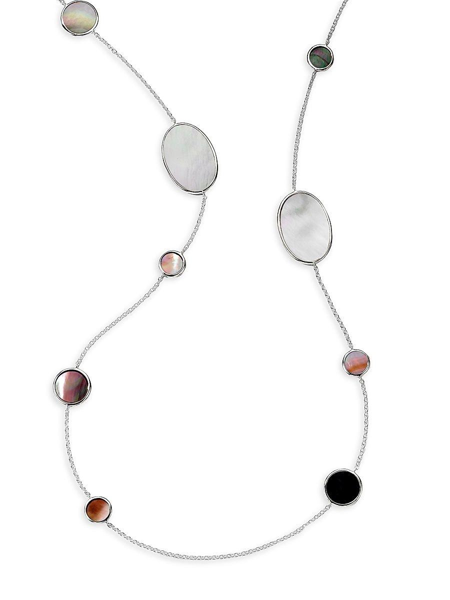 Women's Polished Rock Candy Sterling Silver & Multi-Stone Long Station Necklace - Silver - Size 37