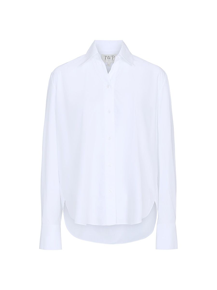 Women's Possetti Button-Front Cotton Shirt - White - Size XL