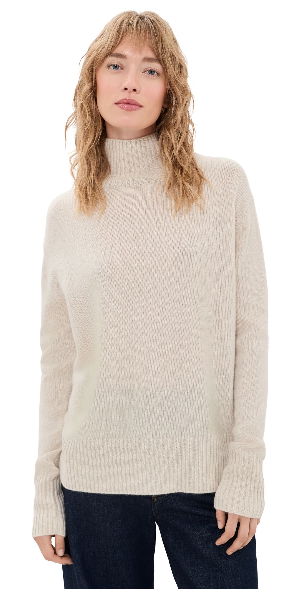 White & Warren Cashmere Oversized Pullover Natural Heather XS