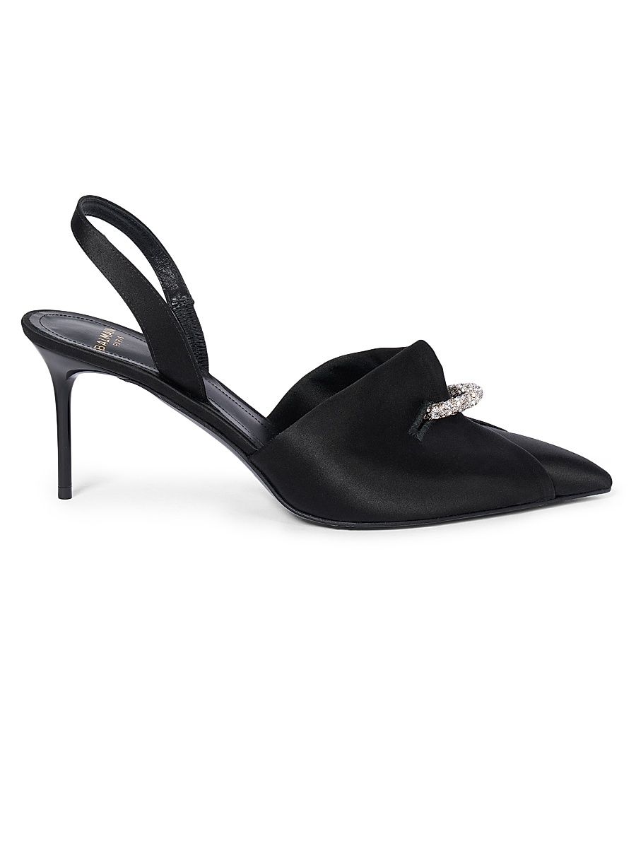Women's Piercing 75MM Satin Slingback Pumps - Noir - Size 9