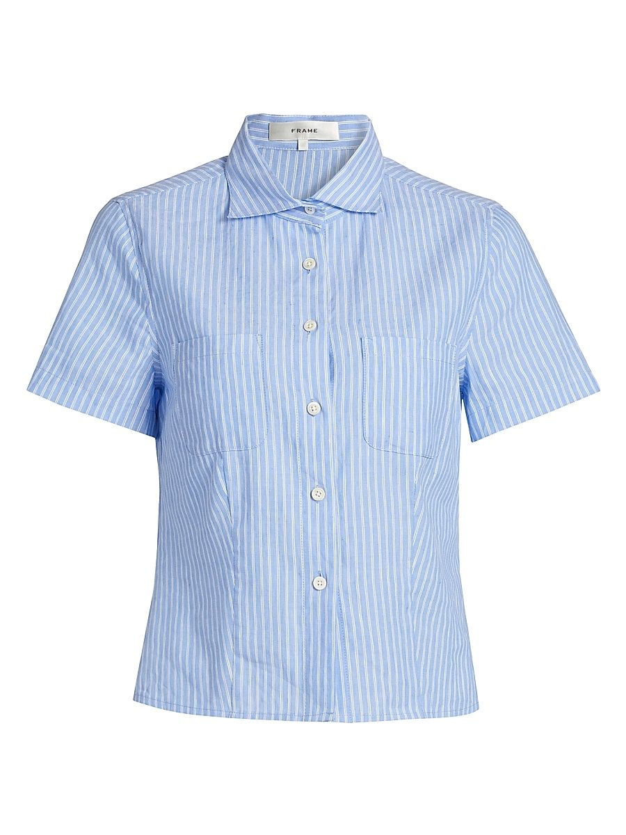 Women's The Seaside Shirt - Oxford Blue Multi - Size Large