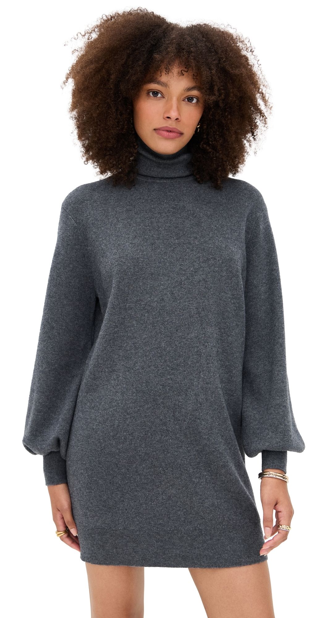Susana Monaco Turtleneck Sweater Dress Melange Grey L